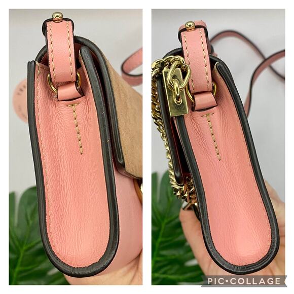 Chloe Blush Mini Faye Wallet Chain Leather Crossbody Bag Purse Chloé Micro WOC - Picture 5 of 12